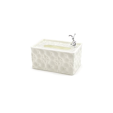 18.4X12.5X9CM BEYAZ YAYLI MASAÜSTÜ DEKORATİF DİKDÖRTGEN PEÇETELİK (3126)