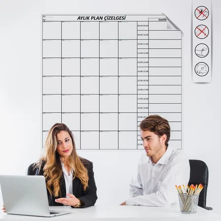 Aylık Planlayıcı Manyetik Duvar Stickerı Takvim Plan Çizelgesi (3126)