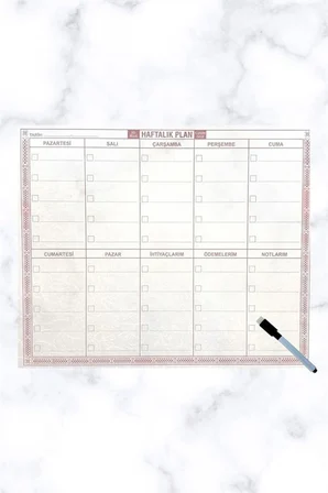 Şeffaf Kendiliğinden Yapışkanlı Kalemli Haftalık Planlayıcı 40cm-50cm (3126)