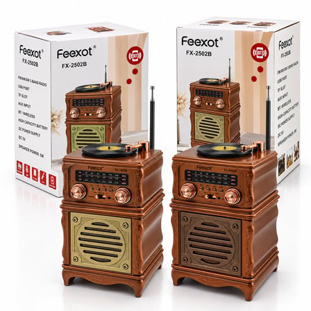 İBRELİ RADYO RETRO AM FM SW USB TYPE-C SARJLI BT TF USB AUX SPEAKER FX-2502B (3126)