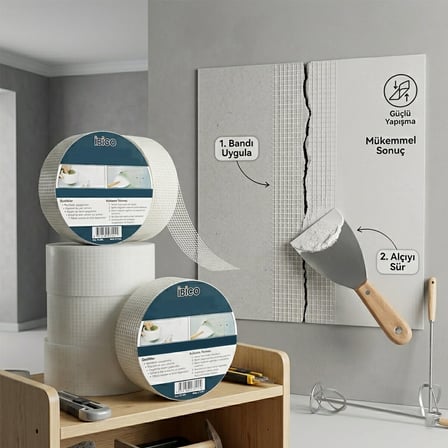 6 ADET 50MMX45MT DERZ - ALÇIPAN BANDI BANT KULLANIM ALAN= ALÇIPAN BİRLEŞİM NOKTASI - SIVA ÇATLAK - D