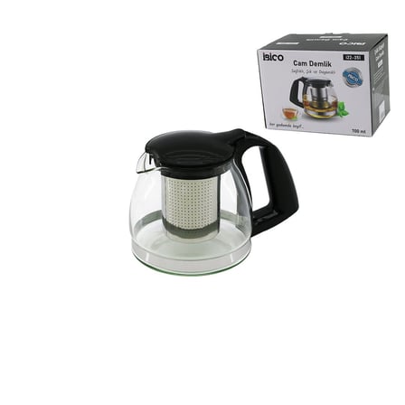 700ML CAM DEMLİK ÇELİK SÜZGEÇLİ - PLASTİK KULP - KAPAK - KROM ÇERÇEVE (3126)