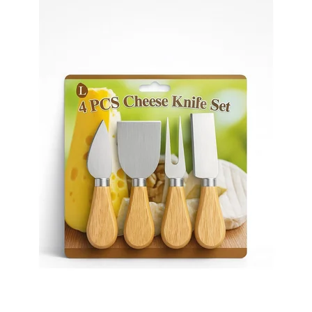CHEESE KNİFE SET 4PCS PEYNİR BIÇAK SETİ AHŞAP BAMBU SAPLI (3126)