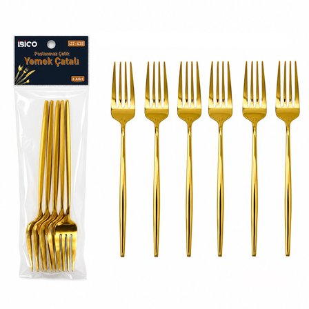 60 PARÇA GOLD YEMEK ÇATAL SETİ 21CM - 1 PAKET İÇİNDE 6 ADET VARDIR - 10 PAKET GÖNDERİLİR (3126)