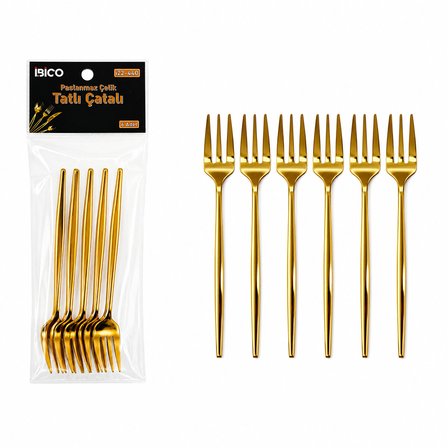 60 PARÇA GOLD TATLI ÇATAL SETİ 13CM - 1 PAKET İÇİNDE 6 ADET VARDIR - 10 PAKET GÖNDERİLİR (3126)