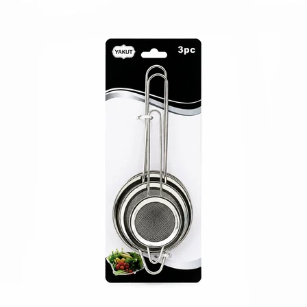 3PCS SET MİNİ= 5-7-8CM TEL SÜZGEÇ METAL ÇERÇECE METAL SAP=8.5-10.5-10.5CM (3126)