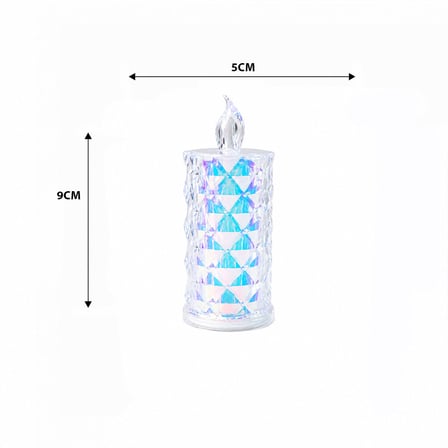 12 ADET LED CANDLE KAMP KÜÇÜK BOY= ÇAP:5CM - Y: 9CM PİLLİ LED MUM MİKA KRİSTAL PLASTİK YAKUT-13635 (