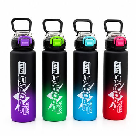 ÇİFT RENKLİ TUTMALI PLASTİK PİPETLİ SPOR MATARA SULUK 1000ML (3126)