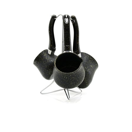 4PCS 230-280-380ML GRANİT - ÇELİK CEZVE RENKLİ METAL STANDLI (3126)
