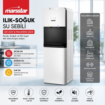 SU SEBİLİ SICAK - SOĞUK - ILIK 220-240V - PASLANMAZ ÇELİK MSWD-100 (3126)