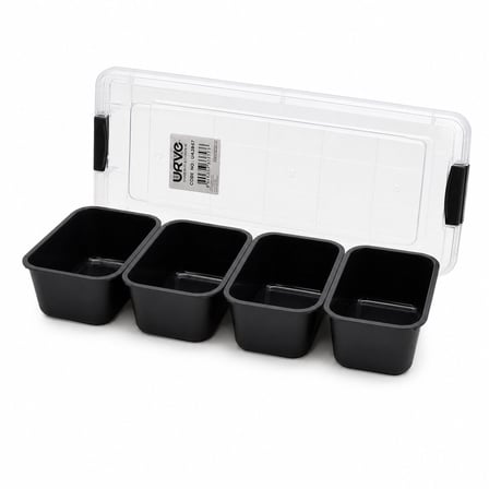 35X7CM ŞEFFAF KUTU - SİYAH BÖLME DİKDÖRTGEN BÖLMELİ SAKLAMA KAB (3126)