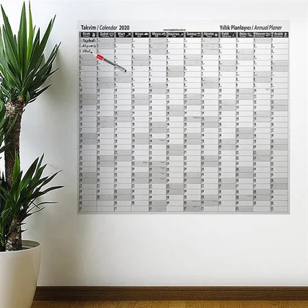 2020 Yıllık Planlayıcı Manyetik Duvar Stickerı Takvim 110x100 cm (3126)