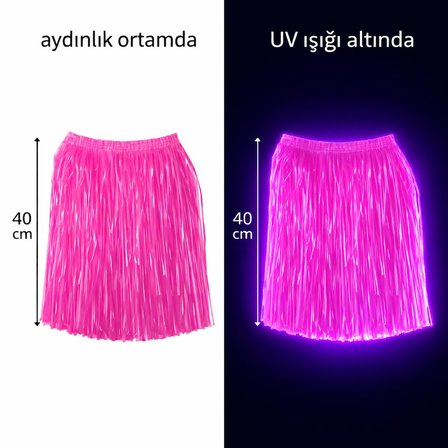 Neon Pembe Hawaii Parti Eteği 40 cm (3126)
