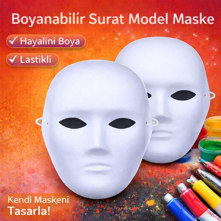 Boyanabilir Surat Model Maske – Lastikli | Kendin Tasarla (3126)