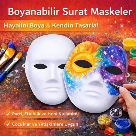 Boyanabilir Surat Model Maske – Lastikli | Kendin Tasarla (3126)