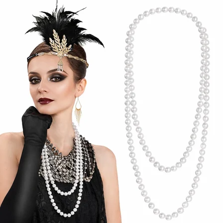 1920 Gatsby İnci Kolye – Vintage Uzun Beyaz İnci Kolye (3126)