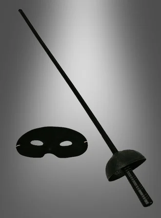 Zorro Kostüm Plastik Aksesuar Seti – Maske ve Kılıç (67 cm) (3126)