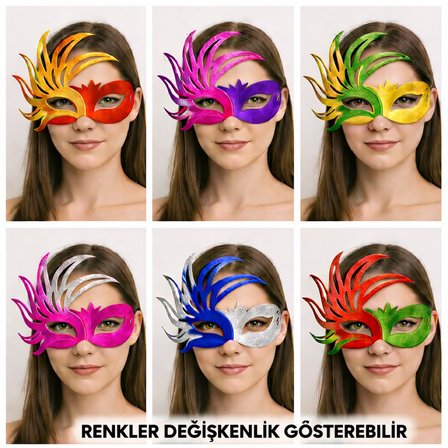 6’lı Çift Renkli Venedik Karton Parti Maskesi Seti (3126)
