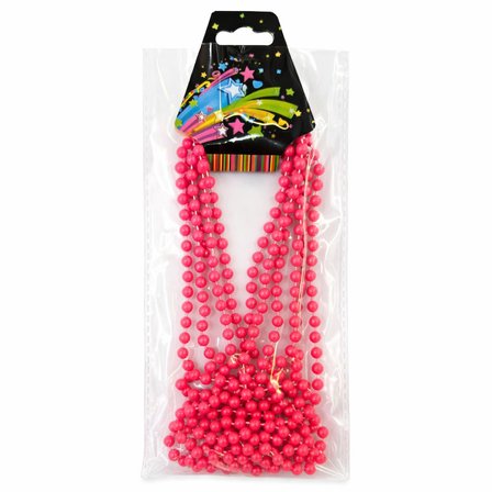 Neon Pembe Boncuk Kolye 80 cm – Retro 80’ler 90’lar Parti Aksesuarı (3126)
