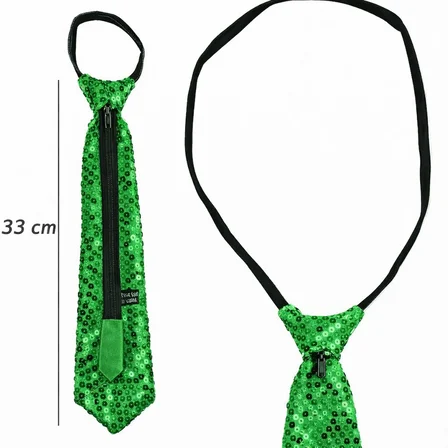 Yeşil Renk Pul Payetli Işıltılı Parti Kravatı 33 cm (3126)