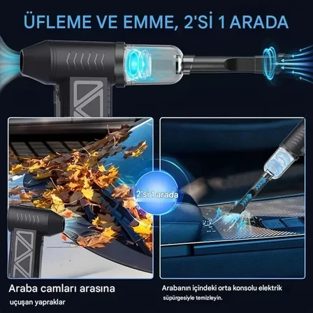 Mini Şarjlı Hava Üfleyici ve Vakumlu El Süpürgesi (3126)
