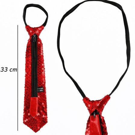 Kırmızı Renk Pul Payetli Işıltılı Parti Kravatı 33 cm (3126)