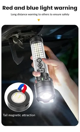 Güçlü Taktik Led El Feneri Paweınuo Sdt53 – 3800lm, 35w, Yan Cob Aydınlatma Ve Type-c Şarj Özelliğin