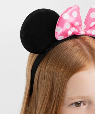 Pembe Fiyonklu Minnie Mouse Tacı Mini Kulak (3126)