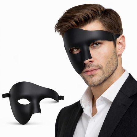 Siyah Yarım Erkek Maske – Phantom Parti &amp;amp;amp; Balo Maskesi (3126)