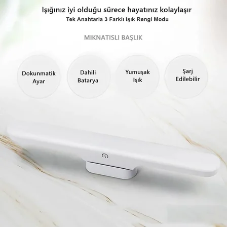 Cabınet Şarjlı Kolay Taşınabilir Mıknatıslı Led Işık Kablosuz Kademeli 3 Renk Aplik (3126)