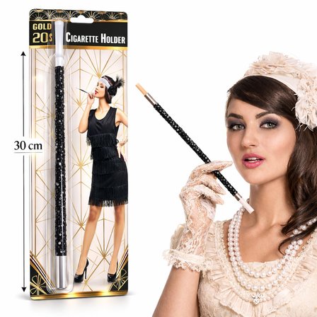 30 cm Siyah Payetli Sigara Tutacağı – 1920’ler Gatsby Parti Aksesuarı (3126)