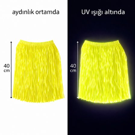 Neon Sarı Hawaii Parti Eteği 40 cm (3126)
