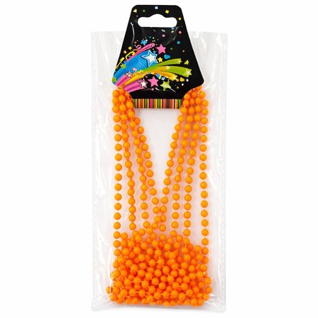 Neon Turuncu Boncuk Kolye 80 cm – Retro 80’ler 90’lar Parti Aksesuarı (3126)