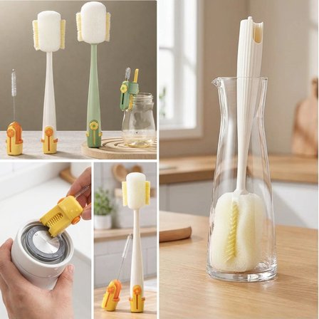 5’i 1 Arada Çok Amaçlı Şişe Temizleme Fırçası – Sürahi, Kavanoz, Pipet, Kapak, Emzik ve Biberon Temi