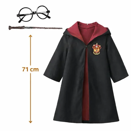 Harry Potter Çocuk Bebek Kostüm Seti – Asa Gözlük Pelerin 71 cm (2-4 Yaş) (3126)