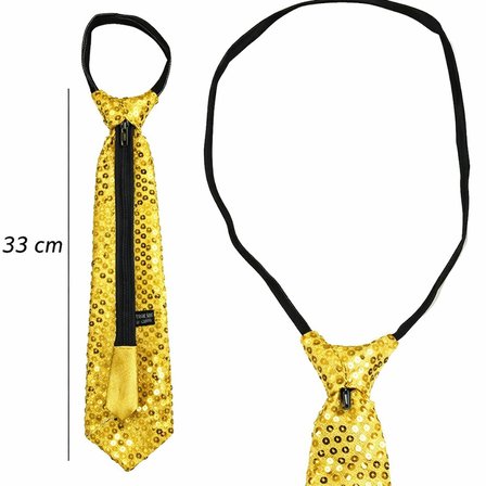 Altın Renk Pul Payetli Işıltılı Parti Kravatı 33 cm (3126)