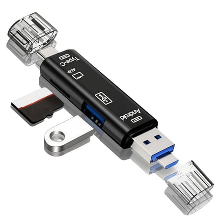 5 in 1 Çok Fonksiyonlu USB 2.0 Micro Sd Kart Okuyucu - Usb/micro Usb/type-C Çıkışlı, Otg Çevirici (3