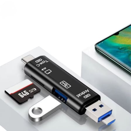 5 in 1 Çok Fonksiyonlu USB 2.0 Micro Sd Kart Okuyucu - Usb/micro Usb/type-C Çıkışlı, Otg Çevirici (3