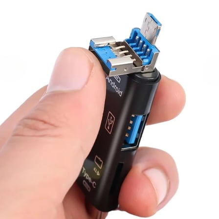 5 in 1 Çok Fonksiyonlu USB 2.0 Micro Sd Kart Okuyucu - Usb/micro Usb/type-C Çıkışlı, Otg Çevirici (3
