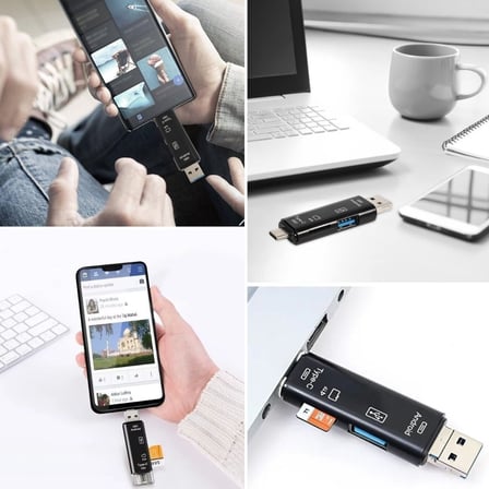 5 in 1 Çok Fonksiyonlu USB 2.0 Micro Sd Kart Okuyucu - Usb/micro Usb/type-C Çıkışlı, Otg Çevirici (3
