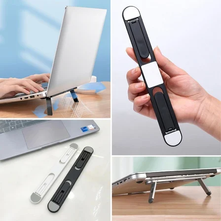 2 Kademeli Katlanabilir Laptop Standı – Kendiliğinden Güçlü Yapışkanlı, Ergonomik Tablet Yükseltici 