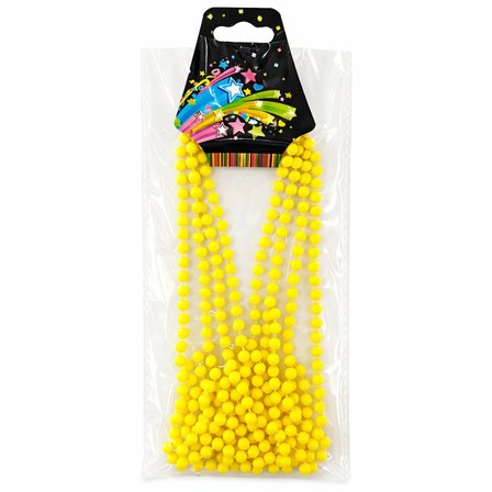 Neon Sarı Boncuk Kolye 80 cm – Retro 80’ler 90’lar Parti Aksesuarı (3126)