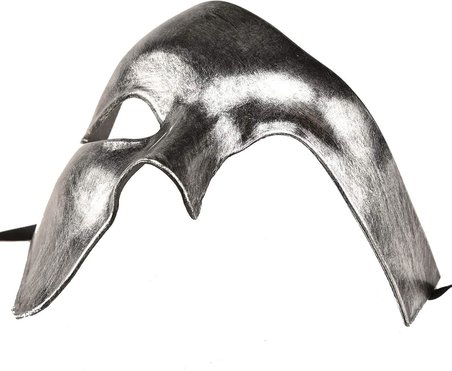Antik Eskitme Gümüş Erkek Yarım Maske - Phantom &amp;amp;amp; Balo Maskesi (3126)