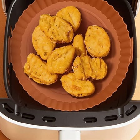 Renkli Isıya Dayanıklı Yıkanılabilir Silikon Fırın Ve Airfryer Yuvarlak Model Pişirme Matı 20 Cm (31