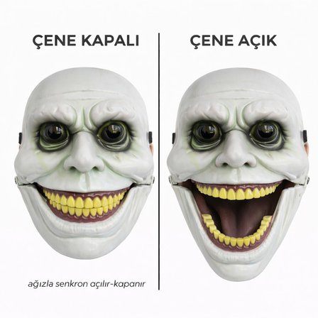 Hareketli Çene Mekanizmalı Korku Maskesi Yeşil (3126)
