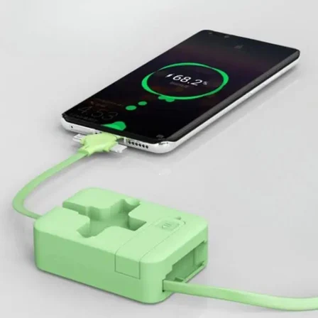 Cep Tipi Telefon Tutuculu Makaralı Uzayıp Kısalabilen 3&amp;apos;ü 1 Arada USB Şarj Kablosu (3126)