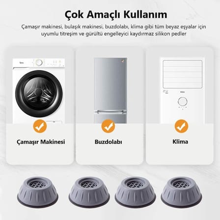 Çamaşır Makinesi Titreşim Önleyici Kaydırmaz Vantuzlu Stoper Set (3126)