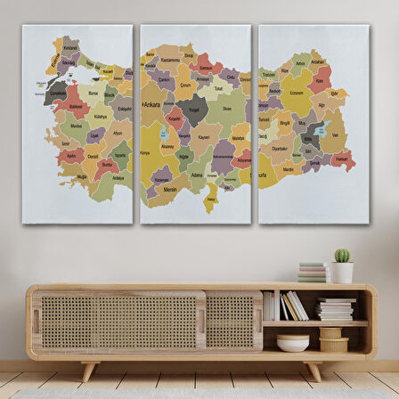 Harita Sepeti Türkiye Haritası Kanvas Tablo Eğitici ve Öretici Dekoratif Tablo Tablo 3126