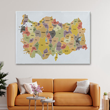 Harita Sepeti Türkiye Haritası Kanvas Tablo Eğitici ve Öretici Dekoratif Tablo Tablo 3126