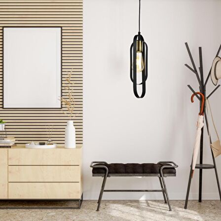 Koza Tekli Siyah Spor Modern Retro Sarkıt Mutfak Salon Sarkıt Avize 
